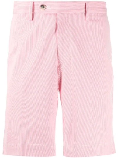 Shop Hackett Striped Bermuda Shorts In Red