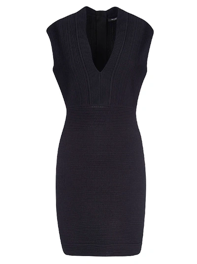 Shop Balmain Rear Zip V-neck Dress In Black
