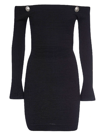 Shop Balmain Rear Zip Fitted Dress In Black