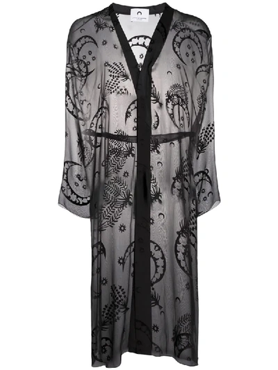 Shop Marine Serre Nightgown Jacquard Coat In Black