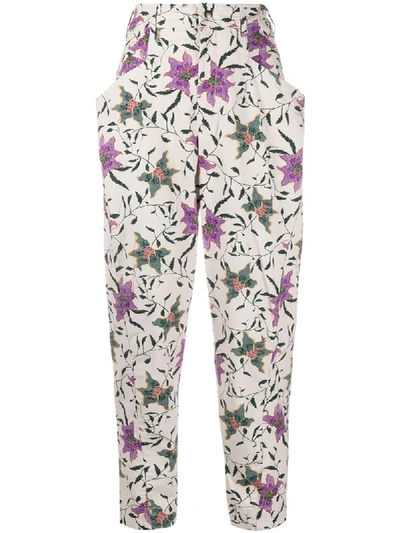 Shop Isabel Marant Floral Print Tapered Trousers In Neutrals