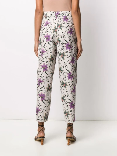 Shop Isabel Marant Floral Print Tapered Trousers In Neutrals