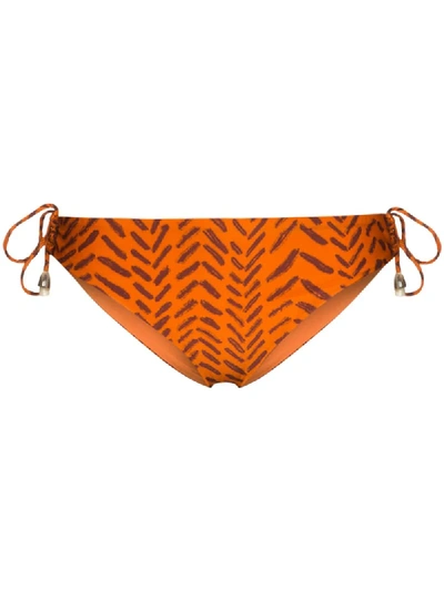 Shop Johanna Ortiz Wildfire Side Tie Bikini Bottoms In Orange