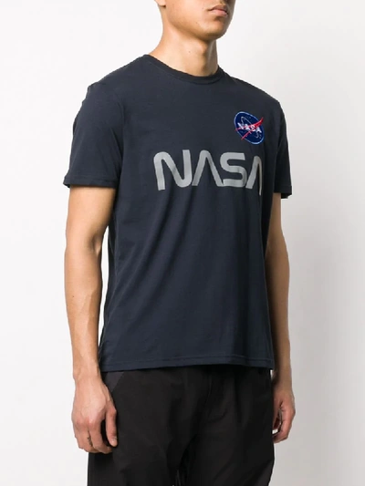 Shop Alpha Industries Nasa Embroidered T-shirt In Blue