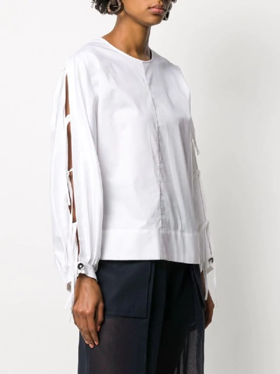 Shop Eudon Choi Side Ties Long-sleeve Top In White