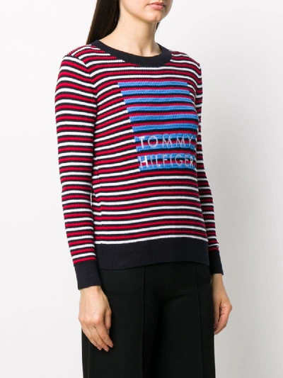 Shop Tommy Hilfiger Striped Sweater In Black