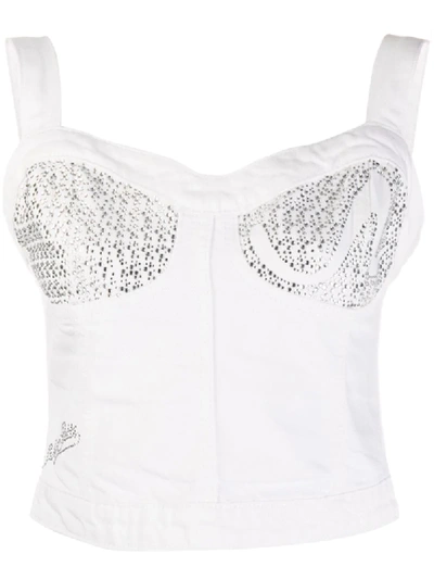 Shop Saks Potts Studded Bustier-style Cropped Top In White