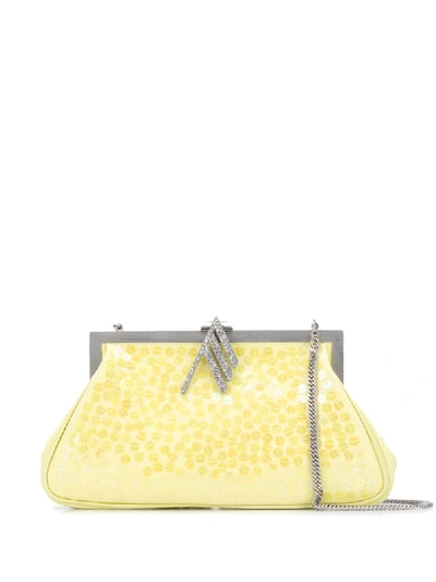 Shop Attico Alma Sequin-embellished Shoulder Bag In Yellow