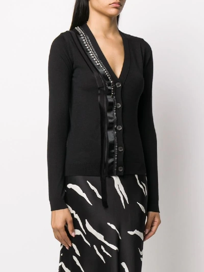 Shop N°21 Rhinestone-embellished V-neck Cardigan In Black