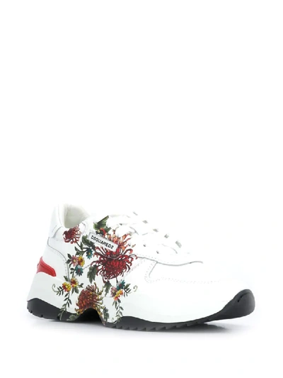 Shop Dsquared2 D24 Floral Print Sneakers In White