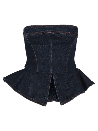 Philosophy Di Lorenzo Serafini Philosophy Denim Bustier Top In Dark Blue