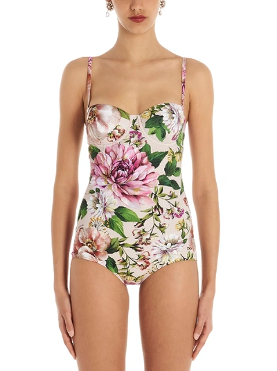 Shop Dolce & Gabbana Rose Swimsuits In Multicolor