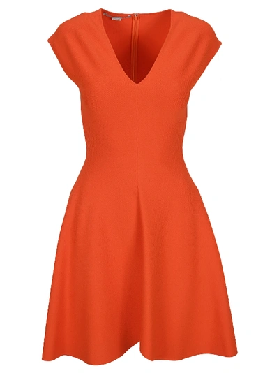Shop Stella Mccartney Deep V-neck Mini Dress In Orange