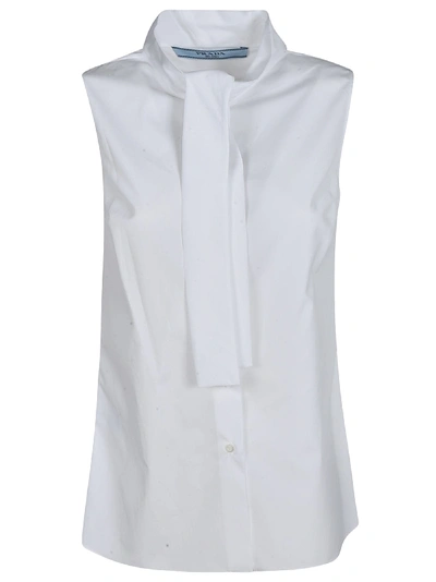 Shop Prada Sleeveless Flared Shirt In White
