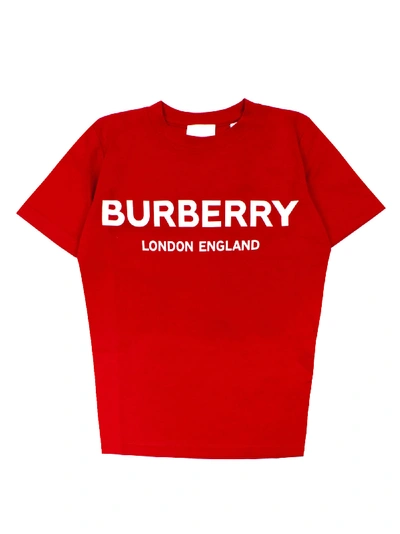 Shop Burberry Red Cotton T-shirt In Rosso