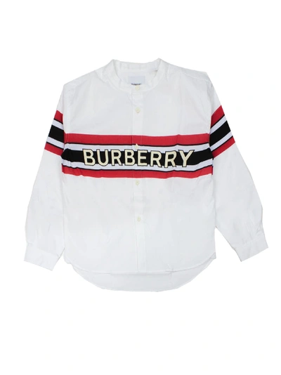 Shop Burberry White Poplin Cotton Shirt In Bianco