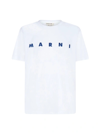 Shop Marni Lettering Logo Short Sleeve T-shirt In Bianco