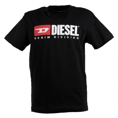 Shop Diesel T-shirt Nera In Jersey Di Cotone Con Logo Anni 90 In Nero