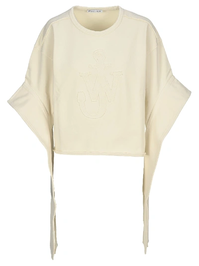 Shop Jw Anderson Anchor Elongated Sleeves Sweatshirt In White