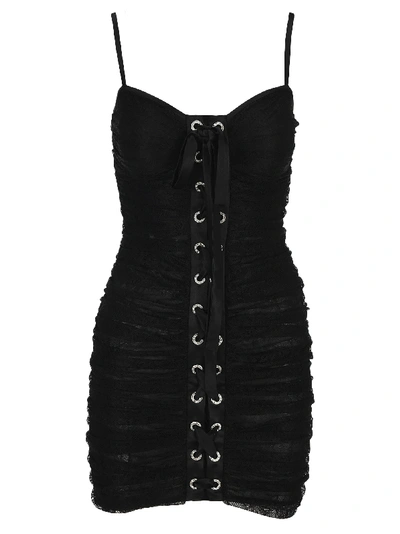 Shop Alessandra Rich Lace Mini Dress In Black