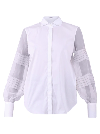Shop Brunello Cucinelli Cotton And Silk Shirt In Bianco