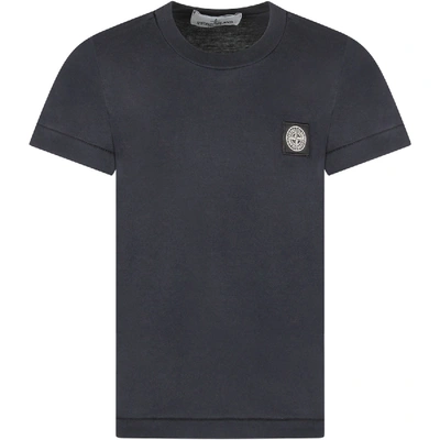 Shop Stone Island Junior Blue Boy T-shirt With Iconic Compass In Bleu