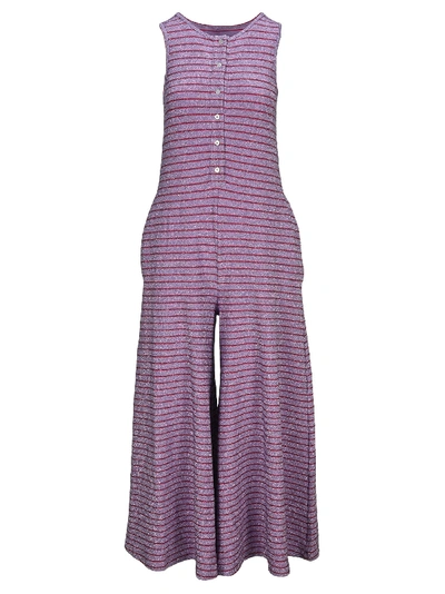 Shop Mm6 Maison Margiela Mm6 Stripes Lurex Jumpsuit In Lilac Stripes