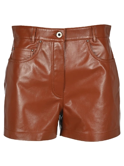 Shop Ferragamo Leather Shorts In Siena Brown