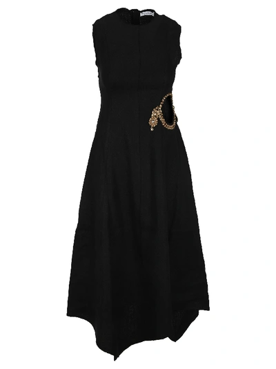 Shop Jw Anderson Crystal-embellished Cut-out Detail Dress In Black