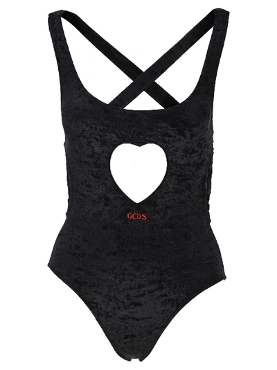Shop Gcds Heart Swimsuit In Black