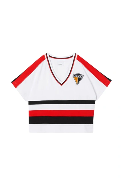 Shop Burberry Kids Color-block Design T-shirt In Bianca