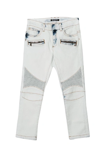 Shop Balmain Kids Jeans With Acid Wash In Denim