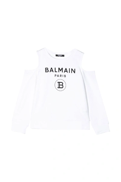 Shop Balmain Kids Sweatshirt With Print In Bianca