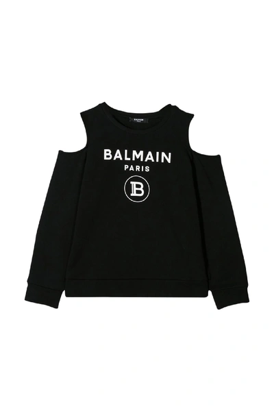 Shop Balmain Kids Top With Print In Black