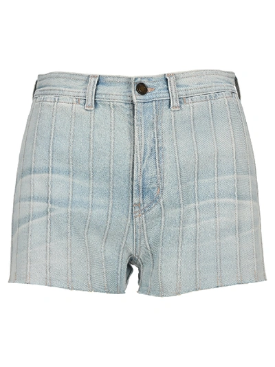 Shop Saint Laurent High Waist Denim Shorts In 4569