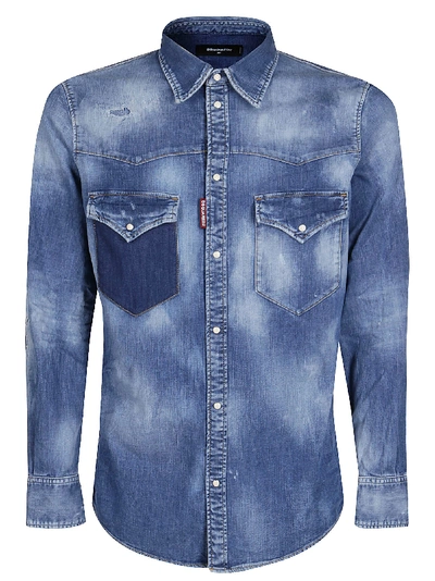 Shop Dsquared2 Faded Effect Denim Shirt In 470