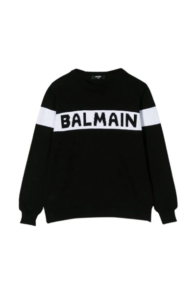 Shop Balmain Kids Sweater With Logo In Black