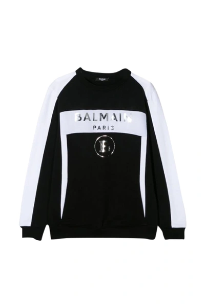 Shop Balmain Kids Logo Sweatshirt In Nero/bianco