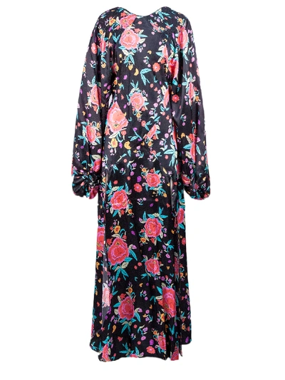 Shop Attico Oriental Floral Print Dress In Nero