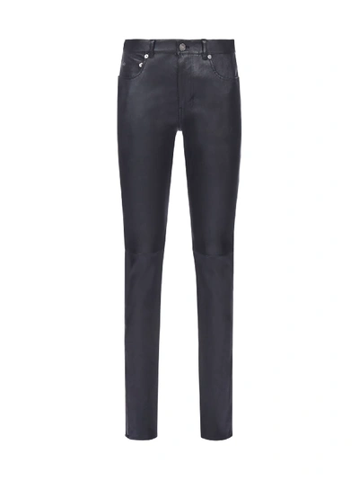 Shop Saint Laurent Leather Trousers In Nero