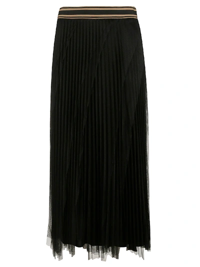 Shop Brunello Cucinelli Double-layered Pleated Long Skirt In Nero