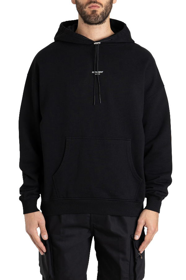 Represent Hoodie With Logo Print In Nero | ModeSens