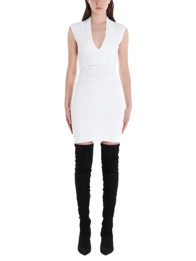 Shop Balmain Dress In Bianco