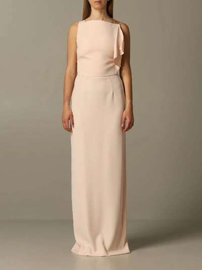 Shop Emporio Armani Dress With Satin And Cady Bow In Nude