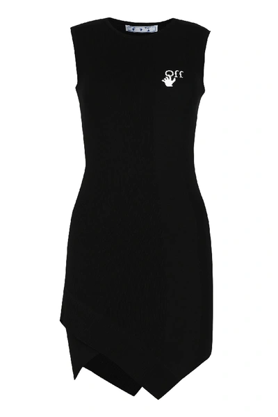 Shop Off-white Knitted Mini-dress In Black