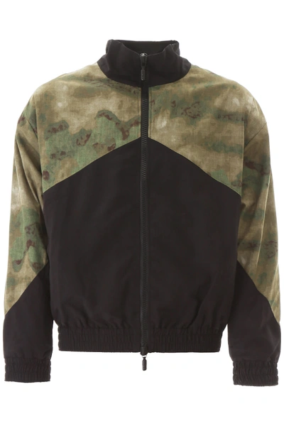 Shop Rhude Nylon Jacket With Camouflage Inserts In Black Camouflage (black)
