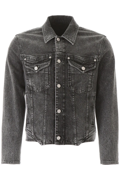 Shop Versace Denim Jacket In Black (grey)
