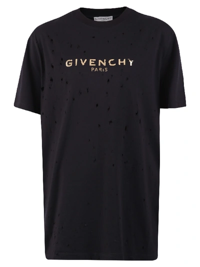 Shop Givenchy Branded T-shirt In Blackgold