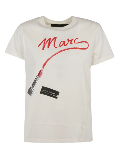Shop Marc Jacobs Marc Lipstick Print T-shirt In Ivory