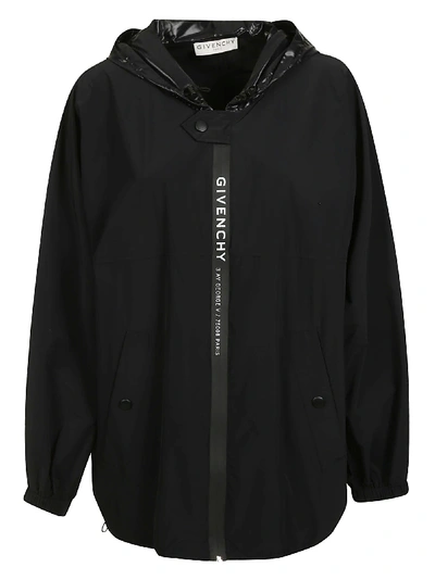 Shop Givenchy Logo Front Oversized Hoodie In Black